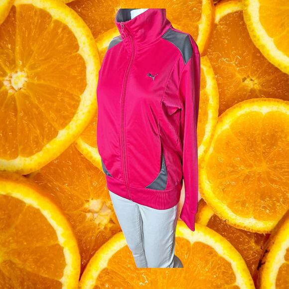 Puma Women's Red Full‎ Zip Activewear Sports Track Jacket Size M - Picture 1 of 10